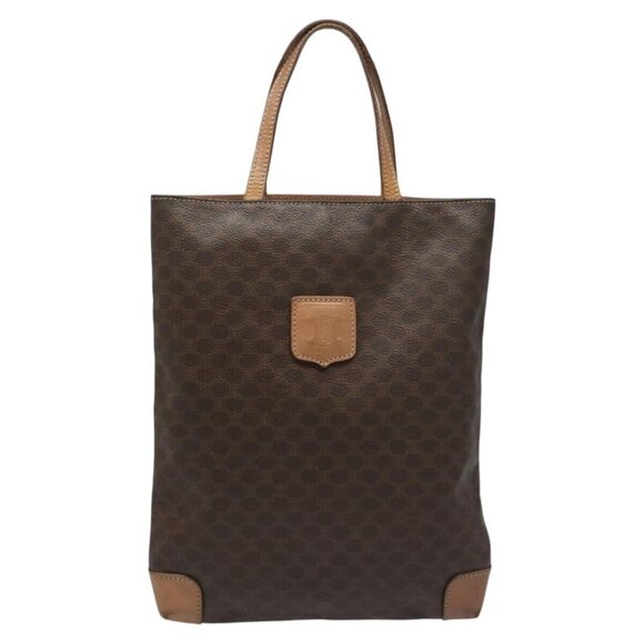 CELINE Macadam Canvas Hand Bag PVC Brown Auth 112104 - Picture 1 of 13